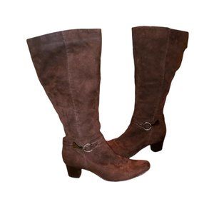 PESARO WALKER WOMENS BROWN HEELED SUEDE BOOT WITH BUCKLE SIZE 8M